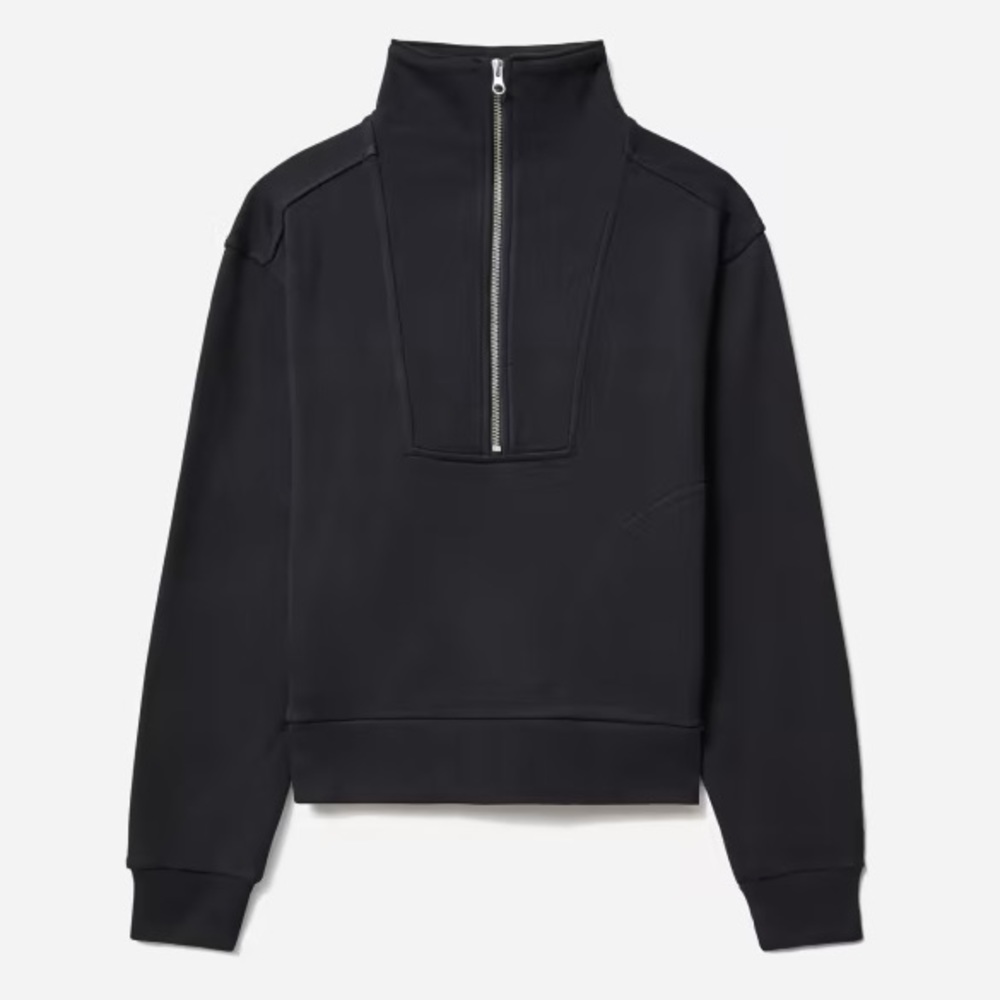 EVERLANE The Track Half-Zip in Black Long Sleeve Pockets Size Small NEW